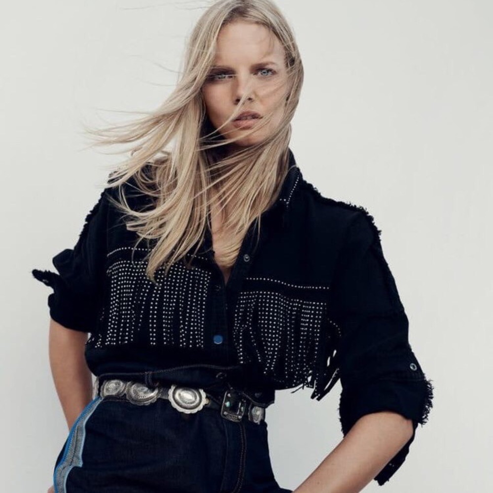 Zara Paris Studded Fringe Jacket